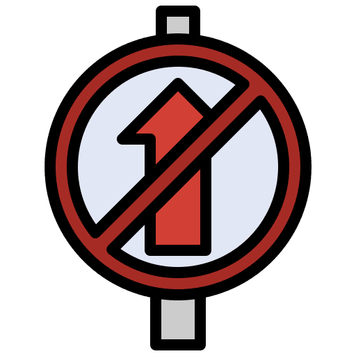 Forbidden sign way traffic sign post icon Forbidden sign way traffic sign post icon