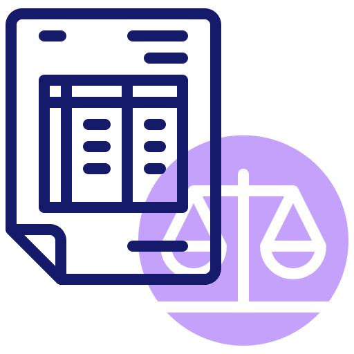 Balance sheet legal paper law scale document icon