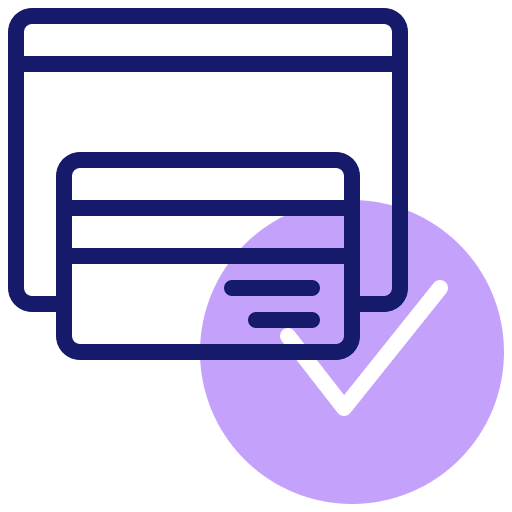 Debit card online payment accepted check icon