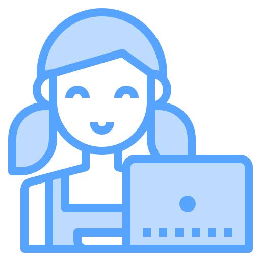 Girl online learning user laptop icon Girl online learning user laptop icon