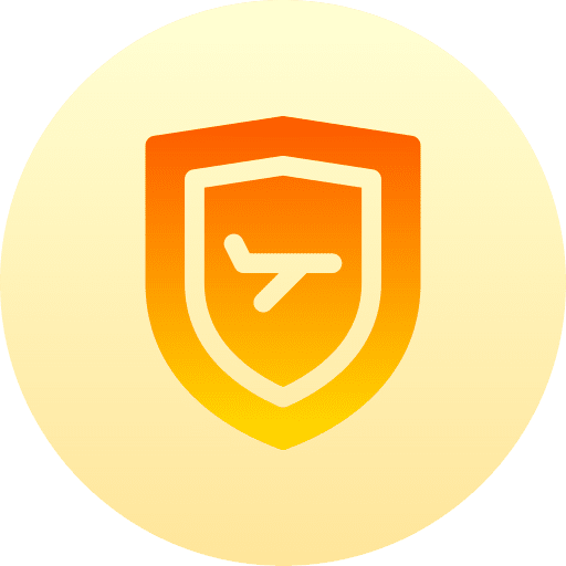Safe flight shield travel insurance security icon