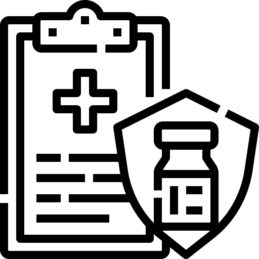 Medical record protection shield clipboard icon