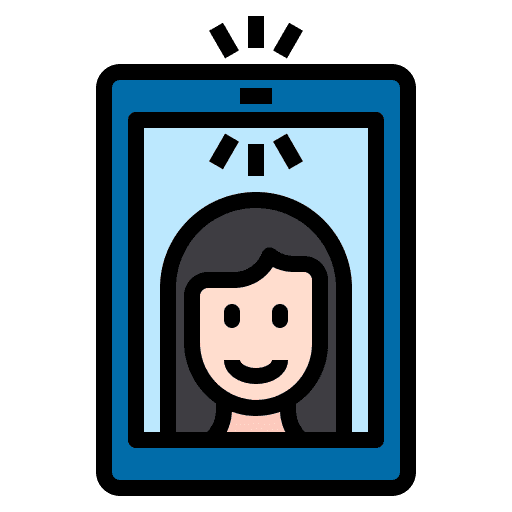 Selfie take a photo woman device icon