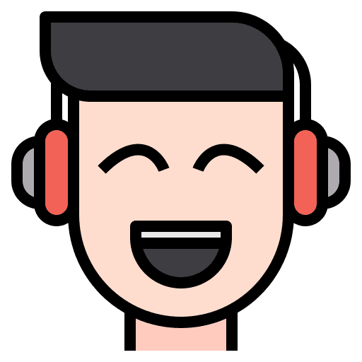 Headset technology man listening icon Headset technology man listening icon