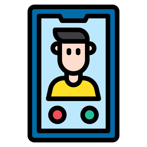 Video call communications electronics device icon Video call communications electronics device icon
