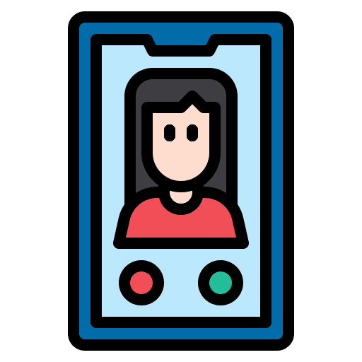 Video call smartphone communications woman icon Video call smartphone communications woman icon