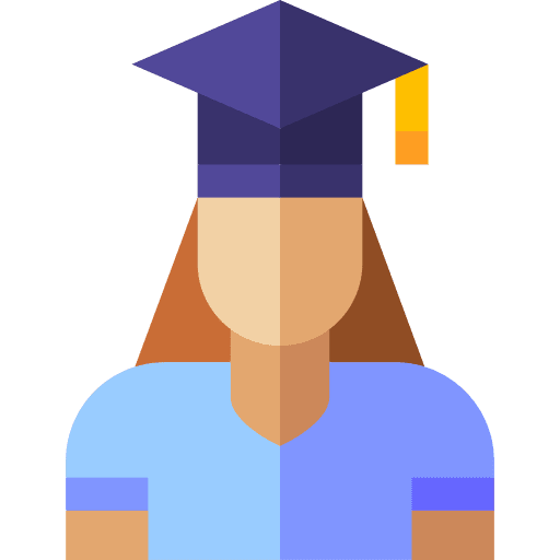 Student brown hair graduation education icon