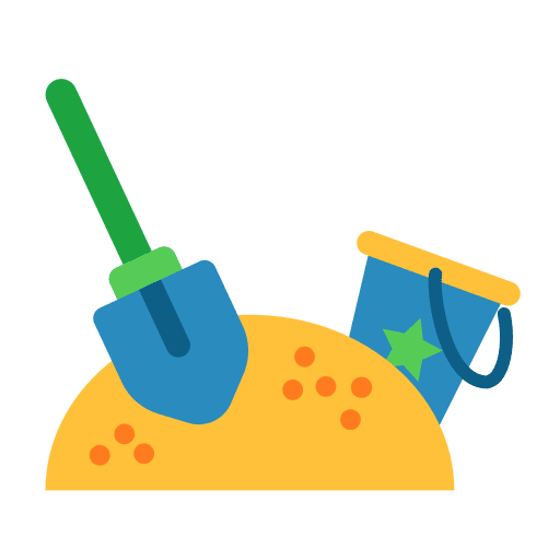 Sand toy kid and baby bucket icon