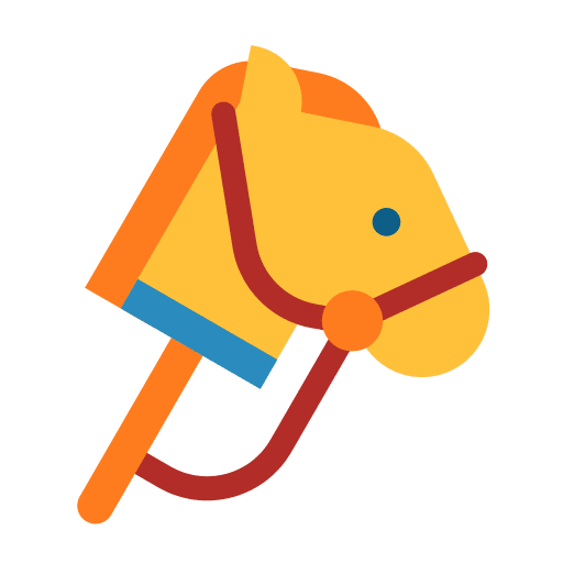 Stick horse kid and baby playing hobby horse icon