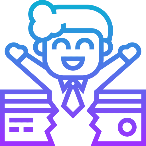 No debt cut card man broken icon