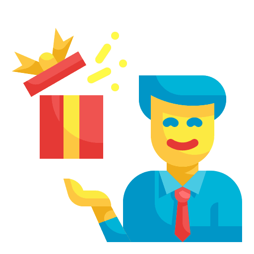 Giftbox surprise gift man icon Giftbox surprise gift man icon