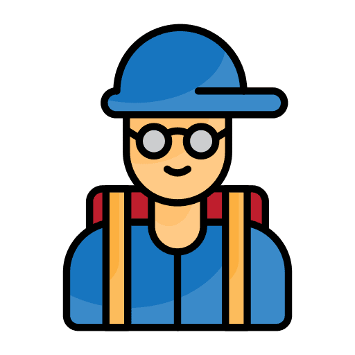 Man backpacker traveller travel icon