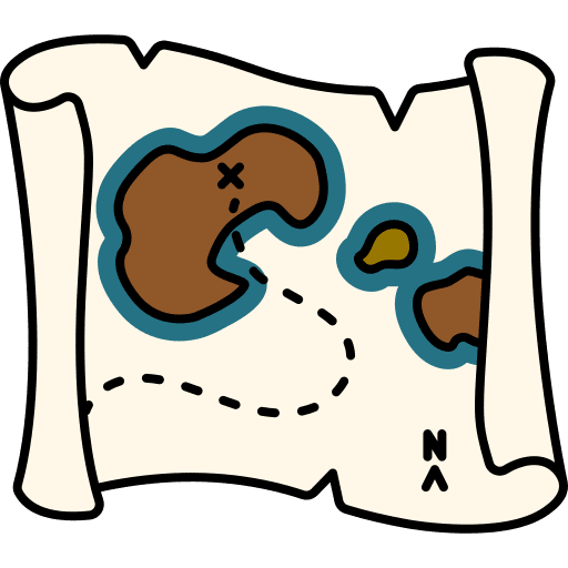 Treasure map direction adventure pirate icon
