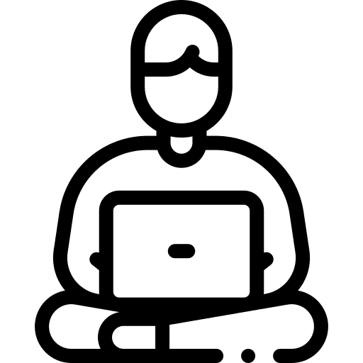 Digital nomad computer caucasian professions and jobs icon