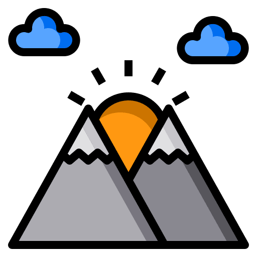 Mountain mountain landscape sun icon