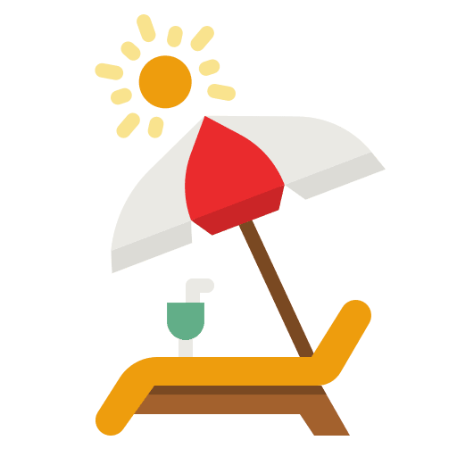 Beach chair holidays spa umbrella icon Beach chair holidays spa umbrella icon