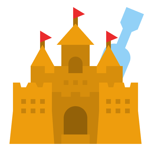 Sand castle summertime kid and baby sand toy icon