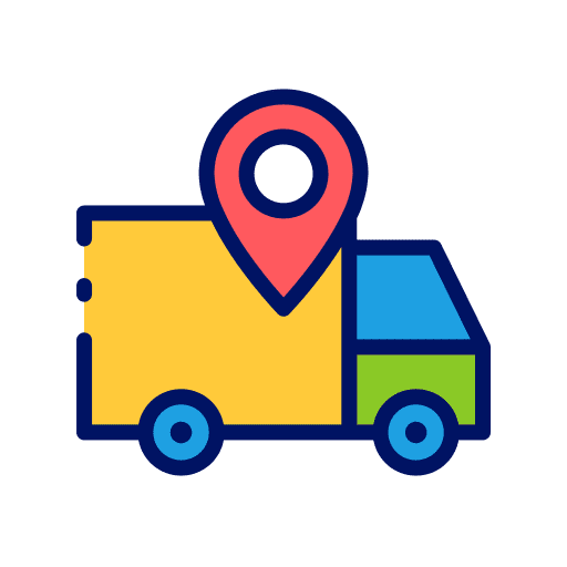Tracking delivery truck map location pin icon