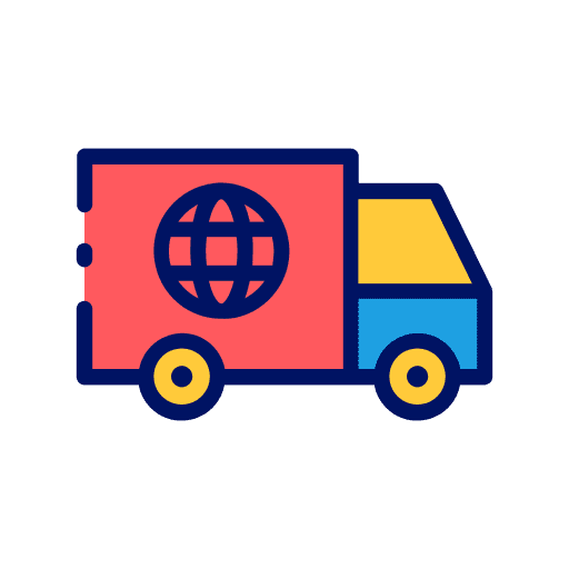 Worldwide shipping shipping and delivery global cargo truck icon