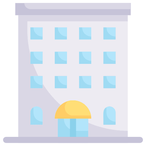 Hotel architecture and city hotels vacations icon