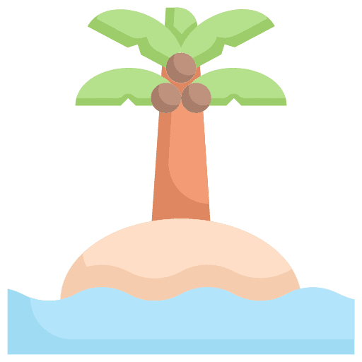 Island beach coconut tree beach sunset icon