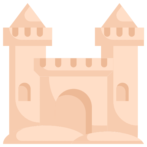 Sand castle childhood holidays summer icon