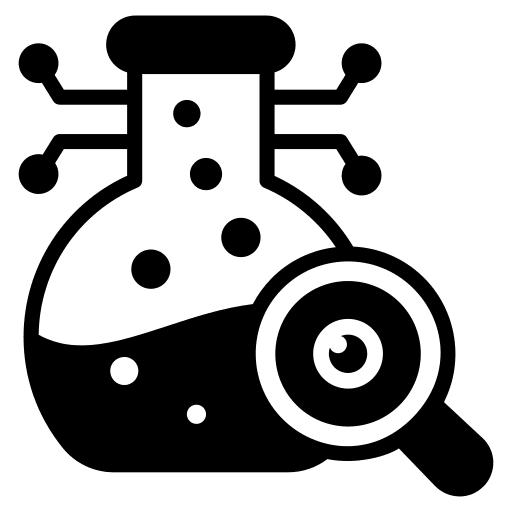 Chemical analysis flasks search science icon