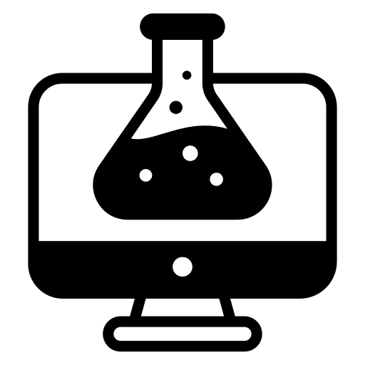 Online search monitor chemistry computer icon