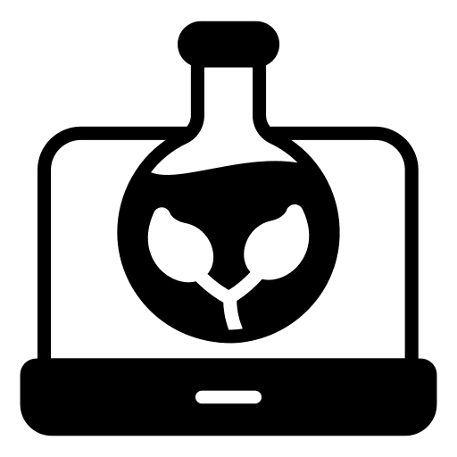 Online education chemistry computer flask icon