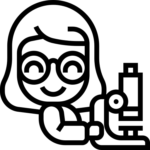 Researcher microscope research woman icon