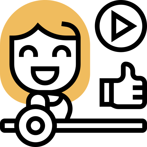 Influencer video player communications user icon Influencer video player communications user icon