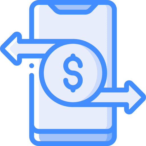 Money transfer smartphone money transfer business and finance icon