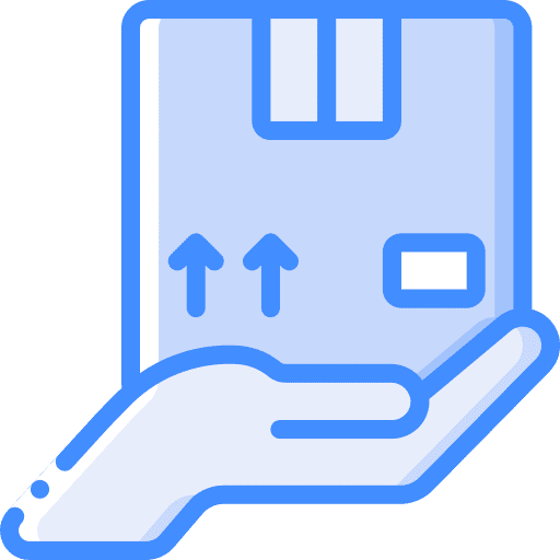 Delivery product package hand gesture icon
