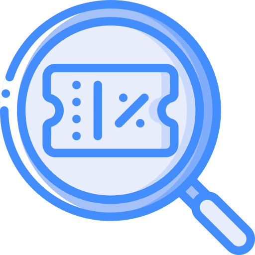 Magnifying glass coupon discount voucher icon