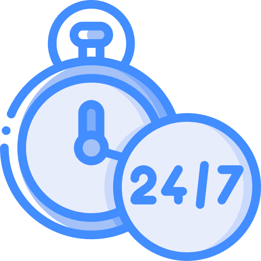 Stop watch open 24 hours logistics delivery icon