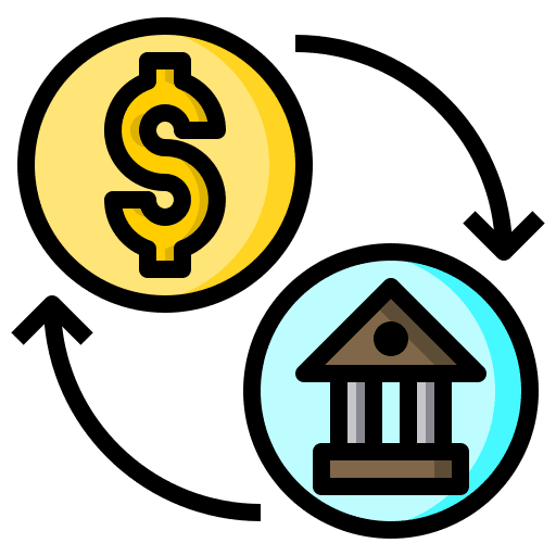 Exchange money transfer business and finance bank icon