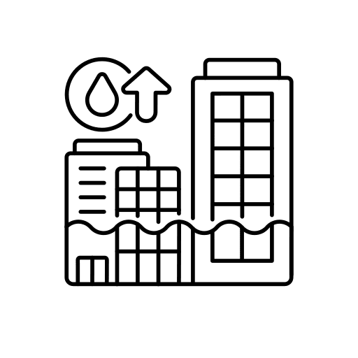 Sea level temperature flood rise icon