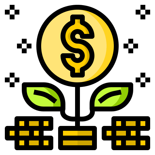 Grow up currency growing investment icon