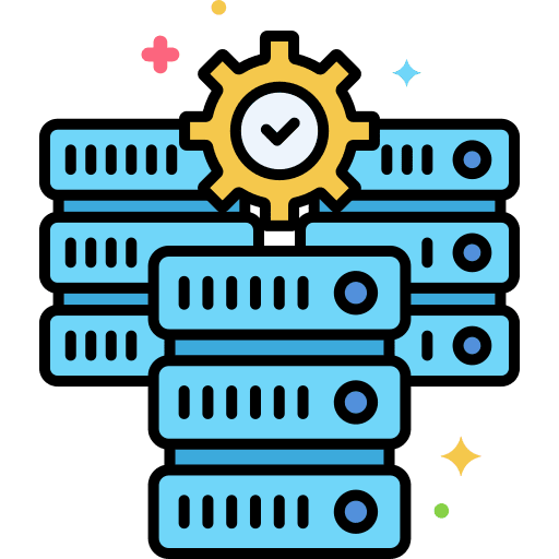 Hosting services data network gear icon