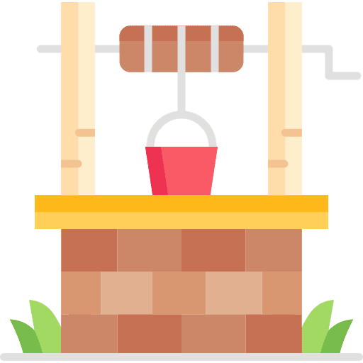 Water well structure bucket farming and gardening icon Water well structure bucket farming and gardening icon