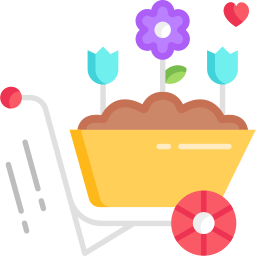 Wheelbarrow flower farming and gardening transport icon Wheelbarrow flower farming and gardening transport icon