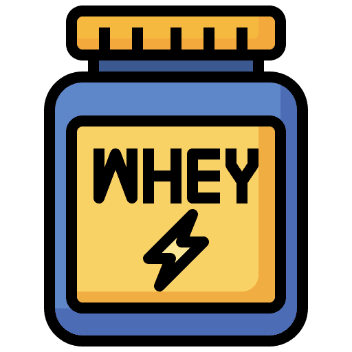 Whey protein powder nutrition bottle icon
