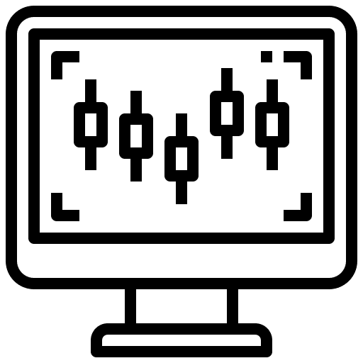 Computer trading computer graph icon