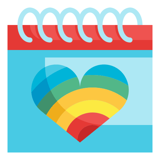 Calendar lesbian rainbow heart icon