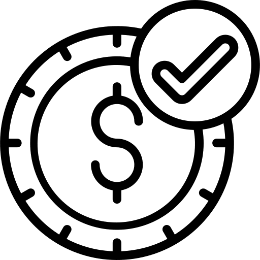 Dollar tick approved commerce and shopping icon