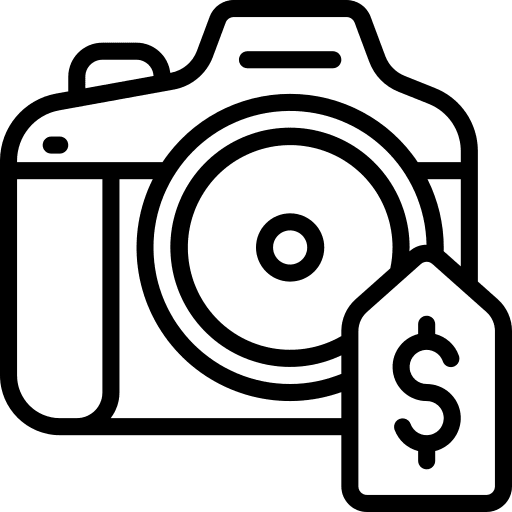 Camera label electronics commerce and shopping icon