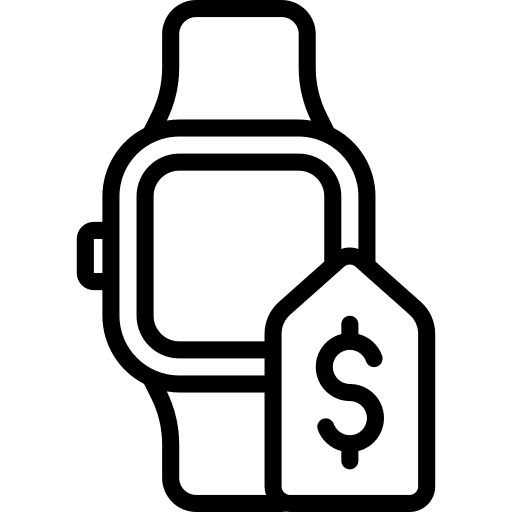Smart watch commerce and shopping smart devices label icon