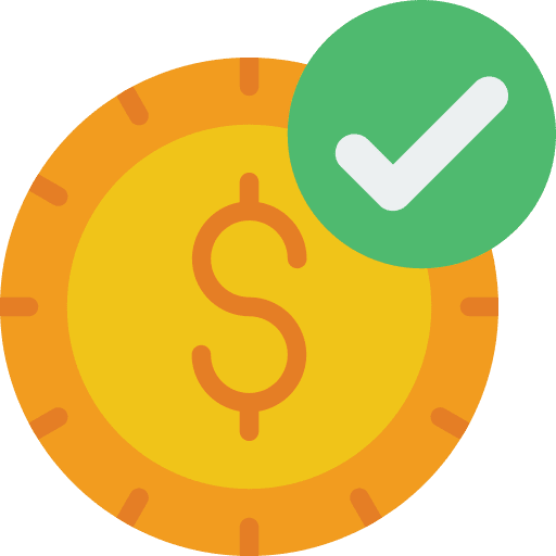 Dollar payment approved tick icon
