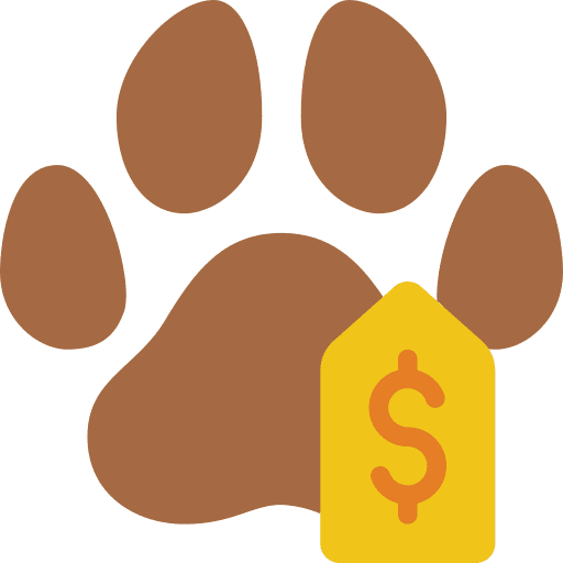 Pet shop animals dog price tag icon