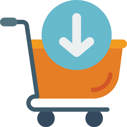 Cart ecommerce down arrow commerce and shopping icon